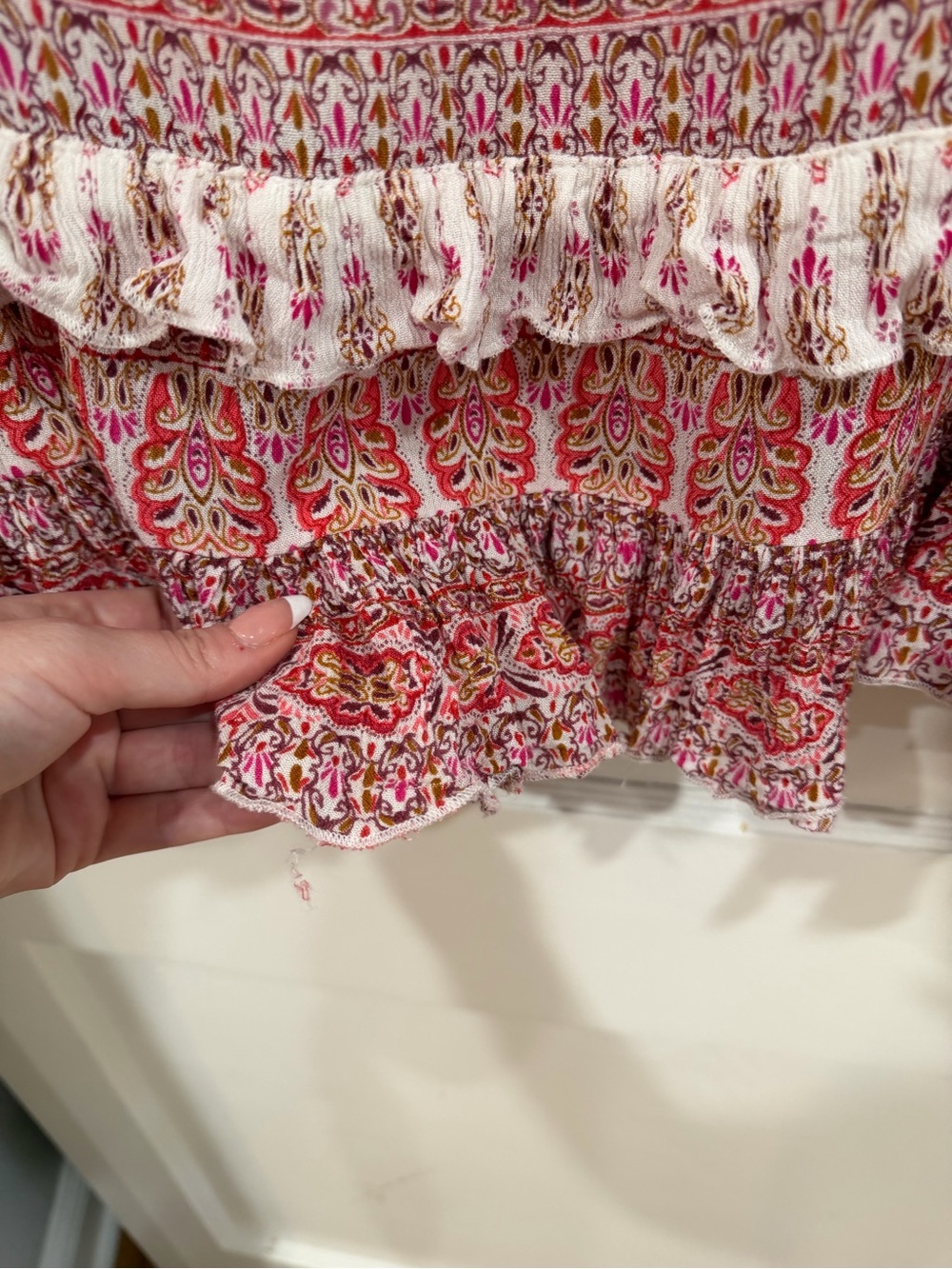 Women's Maxi Skirt in Pink and Cream Boho Print - Picture 6 of 9